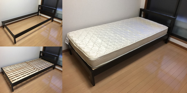 シングルベッド木製フレームタイプの引越し画像